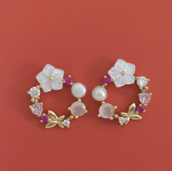 NWT Raízes Portuguese Jewelry Floral Wreath Earrings - Picture 2 of 3